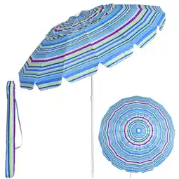 Walmart Costway 8 FT Beach Umbrella Outdoor Tilt Sunshade Sand Anchor W/Carry Bag Blue offer