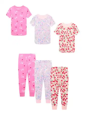 Walmart Wonder Nation Toddler Cotton Sleep Tee and Pants Snug Fit Pajama 3-Pack Set, 6-Pieces, Sizes 12M-5T offer