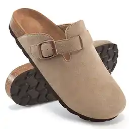 Walmart Ecetana Women's Suede Clogs & Mules Cork Footbed Slip On Leather Mules with Arch Support offer