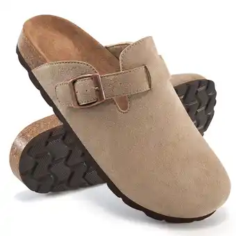 Walmart Ecetana Women's Suede Clogs & Mules Cork Footbed Slip On Leather Mules with Arch Support offer