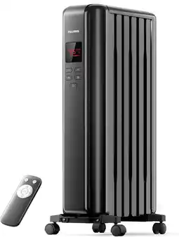 Walmart PELONIS PSHO06MR6ASB 1500W Oil Filled Radiator Heater, Remote, ECO, Quiet, Safe for Large Rooms offer