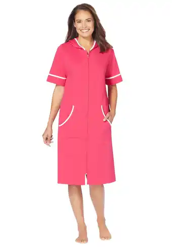 Walmart Dreams & Co. Women's Plus Size Short French Terry Robe offer