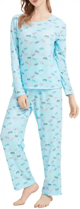 Walmart Womens Pajamas Set Long Sleeve Pjs Crew Neck Lounge Wear Fall Soft 2 Piece with Long Pants Sleepwear offer