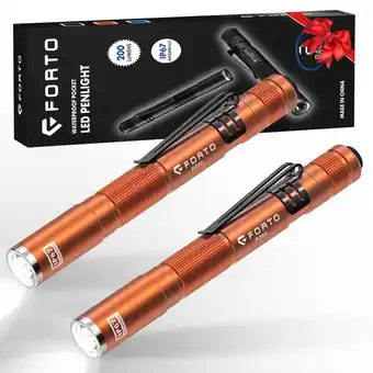 Walmart FORTO LED Pen Flashlight, 200 Lumen Penlight, IP67, AAA Batteries (Contained) , Orange 2 Packs offer