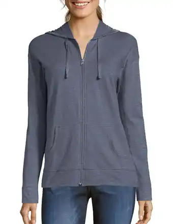 Walmart Hanes Women's Athleisure Slub Jersey Full-Zip Hoodie, Sizes S-XXL offer