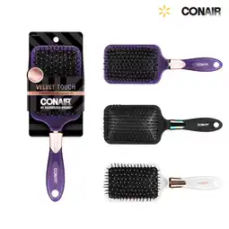 Walmart Conair Velvet Touch Paddle Hairbrush with Nylon Bristles and Soft-Touch Handle, Colors Vary offer