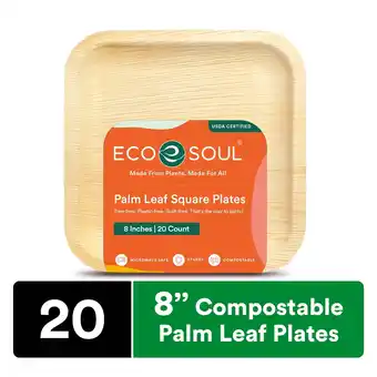 Walmart Ecosoul Home - Palm Leaf Plates 8 In Sqr - Case Of 8-20 Ct offer