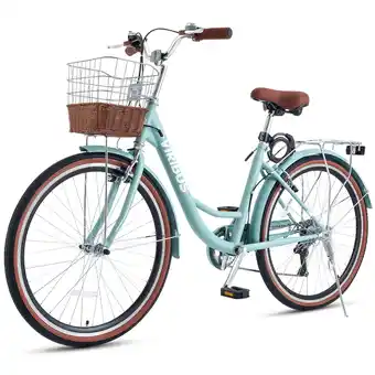 Walmart VIRIBUS Women's Bike 26 Beach & City Cruiser Bicycle with 7 Speed Basket Mint offer