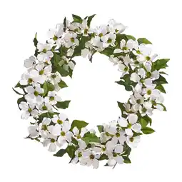 Walmart RAZ Imports 24 White Virginia Dogwood Flower Easter Peace Spring and Summer Wreath offer