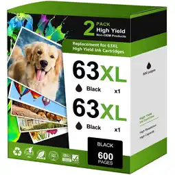 Walmart Halofox 63XL 63 Ink Cartridges | Compatible for HP Ink 63 Black, 2-Black offer