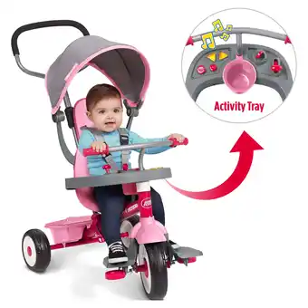 Walmart Radio Flyer, 4-in-1 Stroll 'N Trike with Activity Tray, Pink & Gray, Tricycle for Girls and Boys offer