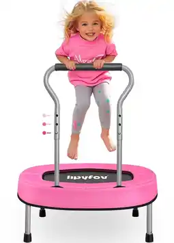 Walmart Hpyfov 28in Mini Foldable Trampoline for Kids, Adjustable Handrail, 220LBS, Enclosure Net for Age 1+ offer