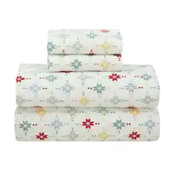 Walmart Mainstays 4-Piece Knitted Star Flannel Adult Sheet Set, Queen offer