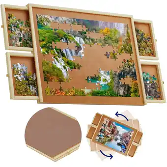 Walmart 1500 Piece Wooden Puzzle Board, 4-Drawer Rotating Board, 35x28, For All Ages - Beyond Innoventions offer