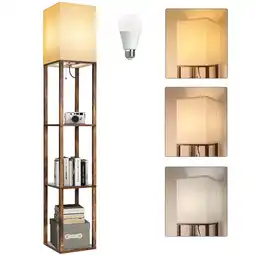 Walmart Floor Lamp with Shelves, Modern Dimmable Solid Wood Standing Lamp for Living Room and Bedroom offer