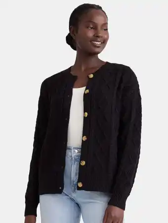 Walmart Time and Tru Women's Cable Knit Cardigan Sweater, Midweight, Sizes XS-XXXL offer