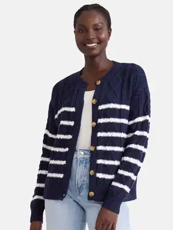 Walmart Time and Tru Women's Cable Knit Cardigan Sweater, Midweight, Sizes XS-XXXL offer