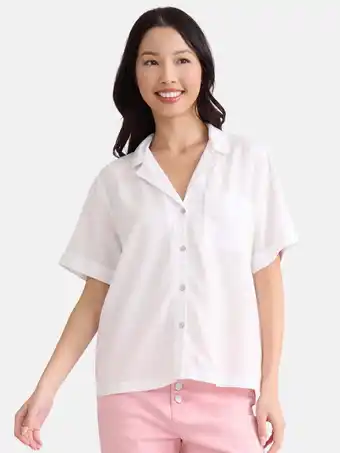 Walmart Time and Tru Women’s Cropped Camp Shirt, Sizes XS-XXXL offer