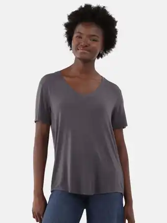 Walmart Time and Tru Women’s V-Neck Washed Tee with Short Sleeves, Sizes XS-XXXL offer