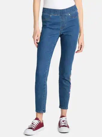 Walmart The Pioneer Woman Embroidered Pull-On Jeans, 28” Inseam, Sizes S-3X, Women’s offer