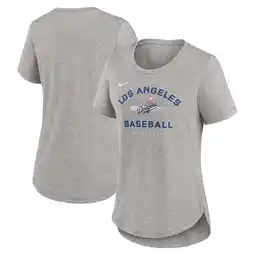 Walmart Women's Nike Heather Gray Los Angeles Dodgers Hot Prospect Tri-Blend T-Shirt offer