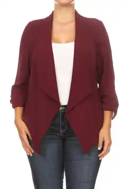 Walmart Women's Solid Casual Plus SizeDraped Cardigan Blazer Jacket offer