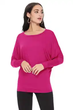 Walmart Women's Plus Size Solid Casual Jersey Knit Dolman Sleeve Tunic Top offer