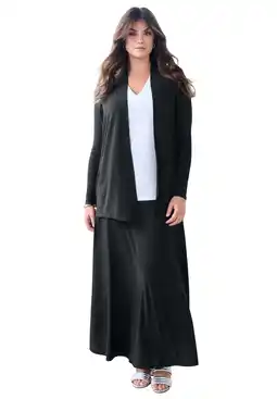 Walmart Roaman's Women's Plus Size Ultrasmooth Fabric Long Sleeve Cardigan offer