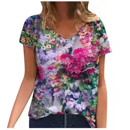 Walmart Womens Plus Size Clearance $5,Plus Size Women Short Sleeve Printed V-Neck Tops Tee T-Shirt Blouse offer