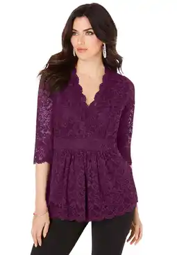 Walmart Roaman's Women's Plus Size Surplice Lace Top offer