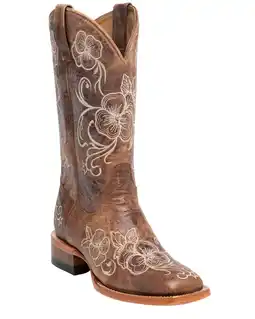 Walmart Shyanne Women's Lasy Floral Embroidered Western Boot Broad Square Toe Brown 9 M US offer