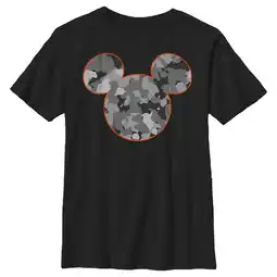 Walmart Boy's Mickey & Friends Gray Camo Mickey Mouse Logo Graphic Tee Black Medium offer