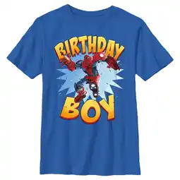 Walmart Boy's Marvel Mech Suit Spider-Man Birthday Graphic Tee Royal Blue Small offer