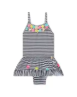 Walmart Flapdoodles girls Stripe Flowers One-Piece, 2T offer