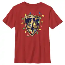 Walmart Boy's Guardians of the Galaxy Holiday Special Christmas Lights Badge Graphic Tee Red X Large offer