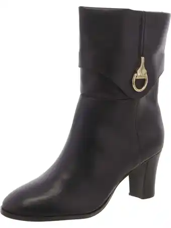 Walmart Arezzo Womens Vivian Leather Block Heel Mid-Calf Boots offer