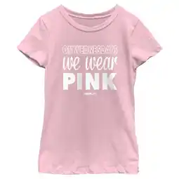 Walmart Girl's Mean Girls We Wear Pink Quote Graphic Tee Light Pink Large offer