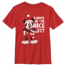 Walmart Boy's Mickey & Friends Christmas Always on the Nice List Mickey Graphic Tee Red Large offer