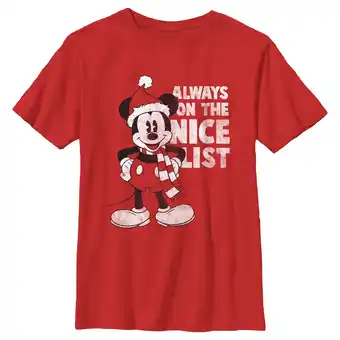 Walmart Boy's Mickey & Friends Christmas Always on the Nice List Mickey Graphic Tee Red Large offer