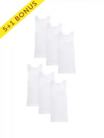 Walmart Hanes Boys' White Tank Undershirts, 5+1 Bonus Pack offer