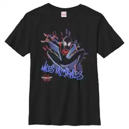 Walmart Boy's Marvel Spider-Man: Into the Spider-Verse Miles Graffiti Graphic Tee Black Medium offer