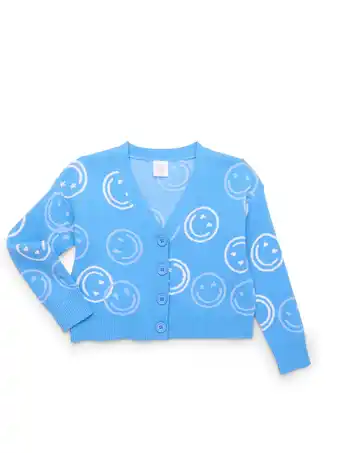 Walmart Wonder Nation Girls Printed Jacquard Cardigan with Long-Sleeves, Sizes 4-18 offer