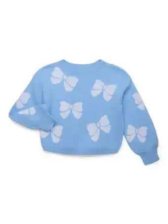 Walmart Nik & Leksi Girls Jacquard Bow Sweater, Sizes 4-16 offer