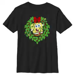 Walmart Girl's SpongeBob SquarePants Christmas Wreath Graphic Tee Black X Large offer