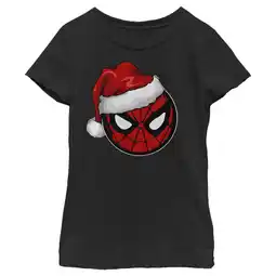 Walmart Girl's Marvel Christmas Spider-Man Santa Hat Graphic Tee Black Medium offer