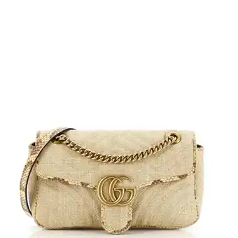 Walmart Pre-Owned GG Marmont Flap Bag Matelasse Raffia with Snakeskin Small By Rebag offer