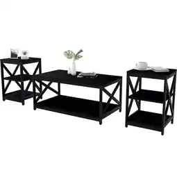 Walmart Winkalon Sturdy X-Shaped Wooden Coffee Table, Black offer