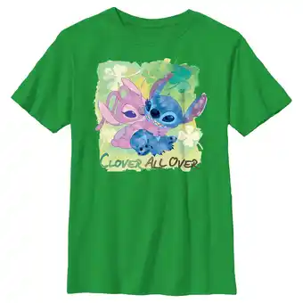 Walmart Boy's Lilo & Stitch Clover All Over Graphic Tee Kelly Green Medium offer