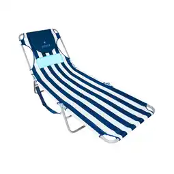 Walmart Ostrich Ladies Comfort Lounger Beach Chaise - Navy Striped, Polyester, Steel offer