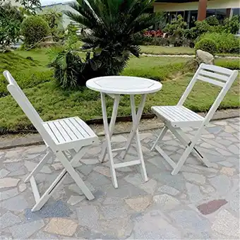 Walmart International Caravan Acacia Folding Bistro Set - White - Set of 3 offer